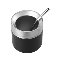 Nouvelle tasse à thé argentin de 8 oz à double paroi isolée en acier inoxydable avec paille bombilla