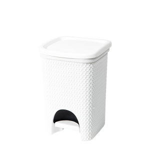 Poubelle à pédale Intreccio Line en PP, 215x200x285mm, blanche, design minimaliste - Product Image 1