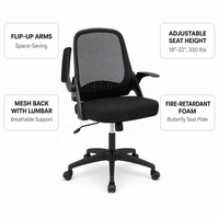 Chaise de bureau en maille noire avec accoudoirs réglables, design ergonomique, hauteur de siège réglable, soutien lombaire pour hôtel, maison, bureau, salle d'étude