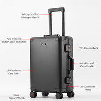 Valise en alliage d'aluminium durable avec serrure TSA, valise rigide imperméable pour les voyages d'affaires en avion