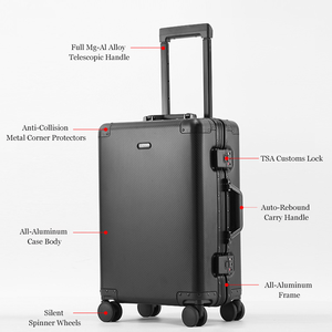 <span class=keywords><strong>Valise</strong></span> en alliage d'aluminium durable avec serrure TSA, <span class=keywords><strong>valise</strong></span> rigide imperméable pour les voyages d'affaires en avion - Product Image 2
