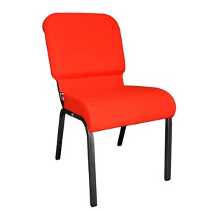 Sillas de Adoración, Sillas de Capilla, Fabricante de Sillas Metálicas para Iglesias y Lugares de Culto en Tela Roja con Estructura Plateada - Product Image 1