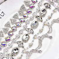 Chaîne fantaisie en strass soudés, forme de croissant, œil de cheval, couleur AB, couture, ceinture de robe de mariée, accessoires vestimentaires, décoration de bijoux DIY