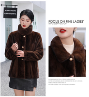 Direkter Fabrik verkauf Luxus Kurzer echter Nerz pelzmantel für Frauen Winter Casual Oberbekleidung mit Knopf dekoration Polyester futter
