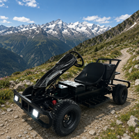Go Kart Eléctrico Todoterreno, Buggy UTV de 4 Ruedas, Luz LED Delantera, Jaula Antivuelco, Amortiguador de Resorte Helicoidal Rojo, Neumático Grande, 1 Asiento, Diversión al Aire Libre para Adultos
