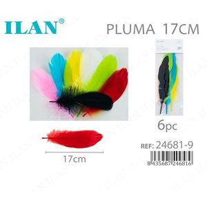 ILAN Pluma 17Cm Multicolor 6Pc Piume Decorative per Cucito e Decorazione - Product Image 1