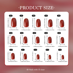 AIERFEI vente en gros 30 pièces de <span class=keywords><strong>faux</strong></span> <span class=keywords><strong>ongles</strong></span> ovales <span class=keywords><strong>bordeaux</strong></span> Gel souple de haute qualité couverture complète rouge foncé pour la vente au détail - Product Image 4