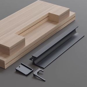 Perfil de Aluminio Empotrado para Puerta de Armario con Tirador Oculto Largo, Ranura Empotrada, Cajón de Gabinete Moderno Minimalista - Product Image 3