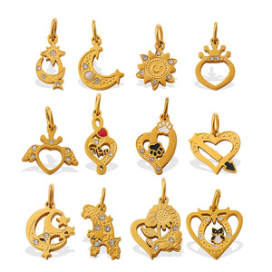 Accessoires de bijoux DIY, formes variées, acier inoxydable plaqué or 18 carats, pendentifs pour la création de colliers - Product Image 5