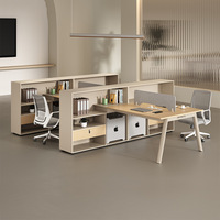 Ensemble de bureau et chaise en PVC moderne et simple avec rangement bibliothèque, double poste de travail 4x6 pour usage professionnel