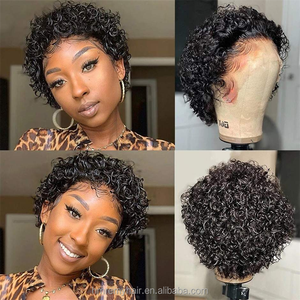 The Hot Sale Short <strong>Wig</strong> 13x4 Transparent Lace Front <strong>Pixie</strong> Curly <strong>Wig</strong> Natural Black 100% Raw Human Hair <strong>Wig</strong> for Black People - Product Image 3