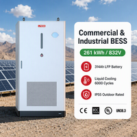 Système de stockage d'énergie par batterie LPR-ESL 261 kWh 832 V à refroidissement liquide pour C&I, 314 Ah LFP, 30-125 kW PCS, armoire extérieure IP55