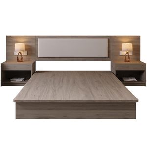 Juego de cama doble de lujo y moderno, muebles de madera maciza para apartamentos de hotel, dormitorios, materiales de madera contrachapada MDF, escuelas - Product Image 1