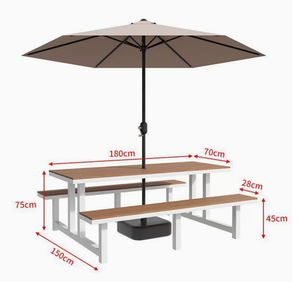 Offre Spéciale : Ensemble Table <span class=keywords><strong>de</strong></span> Pique-Nique Professionnelle avec Parasol – Mobilier d'Extérieur Tout-en-un pour Places Publiques et Jardins (Vente en Gros) - Product Image 5