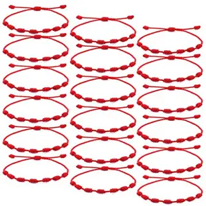 Pulseira trançada com corda vermelha de 7 nós, bracelete ajustável feito à mão com 7 nós, rosário da sorte, venda imperdível