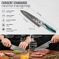 67-laags Damascus VG10 staal ambidexter modern minimalistisch koksmes Santoku-stijl groentehakmes vleesmes