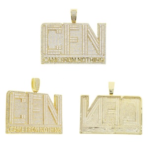 Nouveau <span class=keywords><strong>collier</strong></span> pendentif en or plaqué avec inscription CFN en zircon CZ 5A glacé, bijoux hip-hop tendance pour hommes, provenant de Nothing - Product Image 5