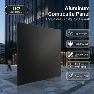 ผนังกระจกสำหรับอาคารสำนักงาน ACP 5107 สีดำเจ็ท 4มม.-6มม. เคลือบ PVDF น้ำหนักเบา แข็งแรงสูง ขนาดสั่งทำได้ - Product Image 1