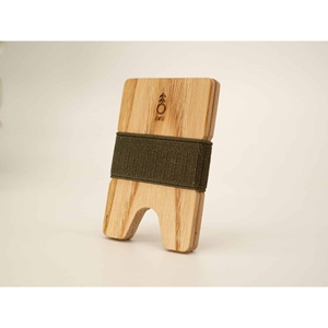 Oku porta carte in legno riciclato portafoglio bordeaux biglietto da visita e porta ID Logo personalizzabile stile minimalista - Product Image 1