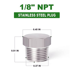 ข้อต่อปลั๊กท่อหกเหลี่ยมสแตนเลสแบบเกลียว 3/8 NPT 1/2 NPT 1/4 NPT 1/8 NPT ชนิดตัวผู้ - Product Image 4