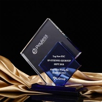 Trophée en verre K9 de haute qualité, plaque en cristal gravée au laser, logo personnalisé, forme personnalisée, base noire, cadeau souvenir