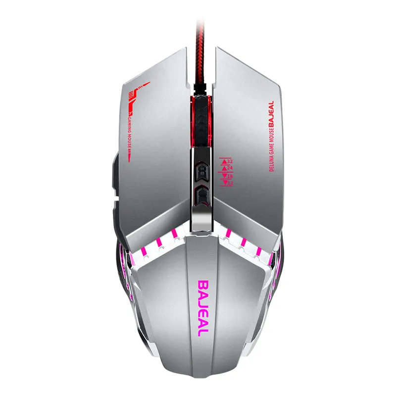 Silver metal style Weighted mouse movement feel computer gamers led color backlight gaming mouse