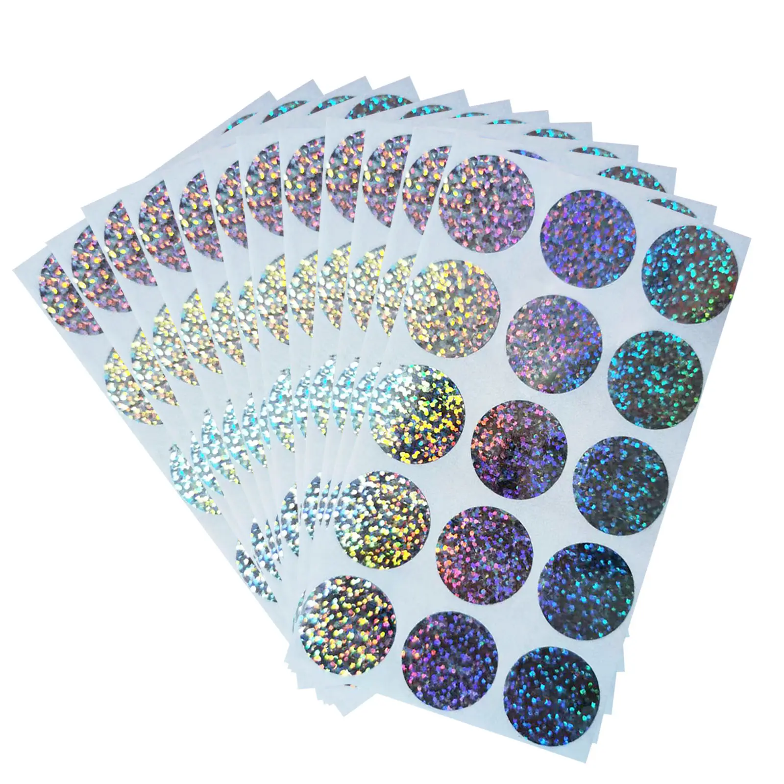 Holo graphic Laser Scratch Off Aufkleber Kleine runde Peel and Stick Klebe etiketten Roll Sheets für Tickets Werbe spiele