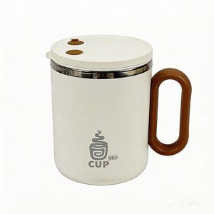Electric Stirring Cup 304 Stainless Steel With Lid Double Layer Anti Scalding Office Coffee Mug With Handle White - Product Image 5