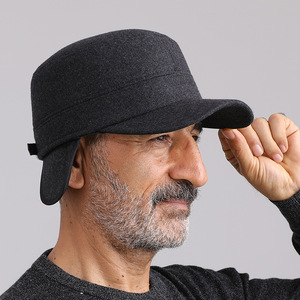 Men's Winter Warm Thickened Ear-Protecting Flat <b>Cap</b> Black And Gray 56-58Cm Keep Warm Adult Hat - Product Image 4