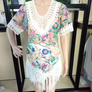 Blusa de Mujer Tejida a Crochet con Borlas Florales de Tela Hecha a Mano, Diseño Nuevo de 2019, para Vestido de <span class=keywords><strong>Playa</strong></span> - Product Image 3