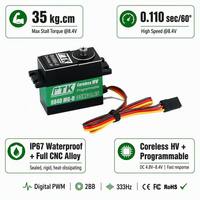 Servo Digital PTK 9840 MG-D 70g IP67 Resistente al Agua con Engranaje SS, Motor Coreless HV, 35kg, 0.110s, Programable para RC, Aviones de Ala Fija, Coches y Robots
