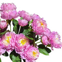 Bunga Peony Buatan 3 Tangkai, Bunga Palsu Cantik untuk Dekorasi Ruang Tamu, Hiasan Meja, Buket, Meja Makan