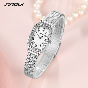 SINOBI Mini carré élégant montres blé bande vide or Rose placage <span class=keywords><strong>maille</strong></span> acier inoxydable nouveaux produits coffret cadeau Pack - Product Image 5