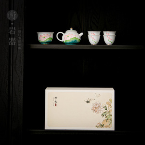 Dehua White Porcelain Hand Painted Kung Fu <b>Tea</b> Set With Lid 1 Pot 5 Cups Gift <b>Box</b> Home Use - Product Image 3