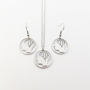 Collier en acier inoxydable 316L, symbole psi, bijou cadeau, collier délicat pour psychologue, bijou de sororité grecque - Product Image 3