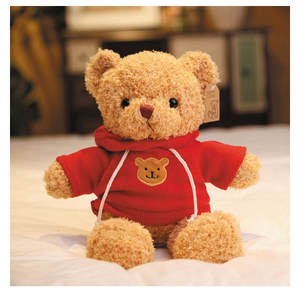 Peluche ours en peluche à capuche, directement de l'usine, rembourrée en coton PP, anti-stress, lavée, vernissage UV, 30 cm, unisexe, pour fête - Product Image 6