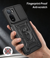 Fundas a prueba de golpes para Xiaomi Redmi A7 Pro 4G, protector de cámara deslizante, cubierta trasera con soporte de anillo.