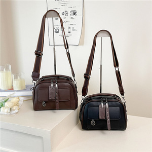 Bolso de Mano de Cuero Suave Vintage para Mujer, Versátil, de un Solo Hombro, Gran Capacidad, Correa Ancha, Bolso Cruzado - Product Image 4