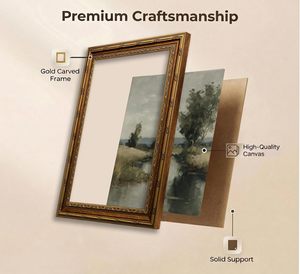 Tableau vintage encadré Paysage de rivière, Art mural rustique antique pour la décoration de ferme, Échantillons OEM ODM prêts en moins d'une journée - Product Image 5