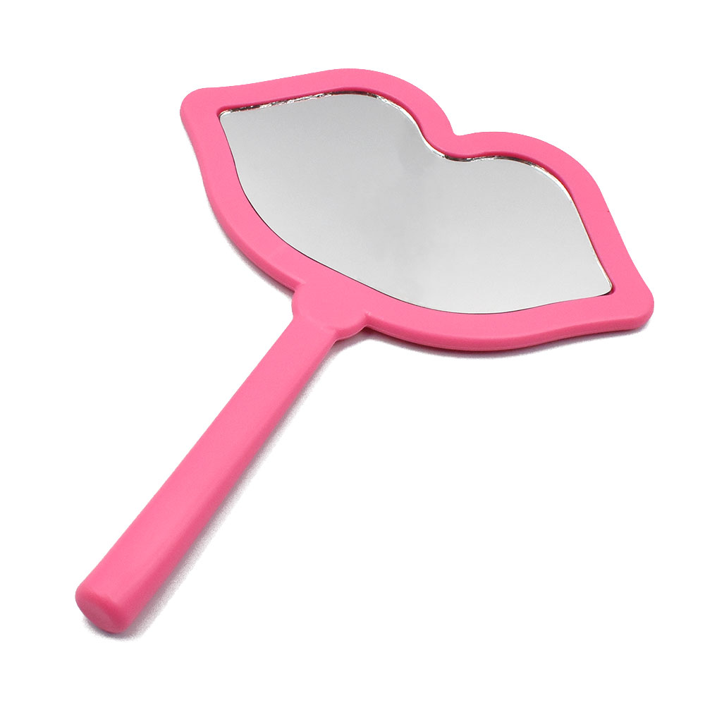 espejo de maquillaje rojo rosado