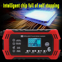 Chargeur de batterie de voiture intelligent 12V6A à alimentation directe, pour chariot élévateur et moto, outils de charge de véhicules, ROUGE