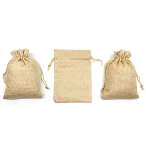 Custom Jute Fabric Mini Gift Bags Pouches Organza Jewelry Drawstring Bag