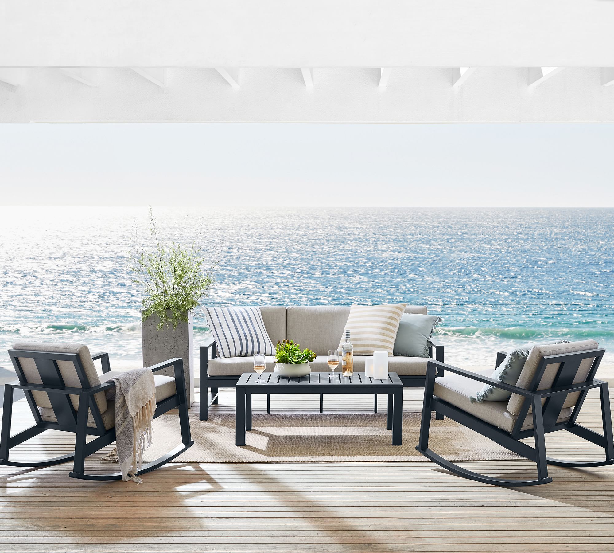 Outside Patio Outdoor Garden Luxury Home Backyard Alum Aluminium Rock Lounge Furniture Set Sofa Yard