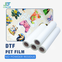 Rollo de película de papel adhesivo acrílico DTF PET para sublimación, transferencia en caliente/frío, 30cm*100m, 33cm*100m, 60cm*100m, mate, para ropa, compatible con Epson