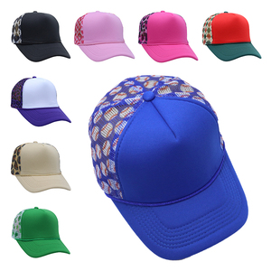 Casquette Trucker Sportive en Maille Imprimée à 5 Panneaux, Vente en Gros, pour Femmes et Hommes, Décontractée, d'Été, en Mousse avec Corde et Motif à Carreaux - Product Image 2