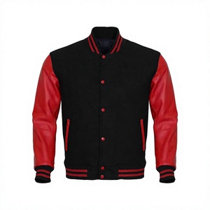 CAREWEAR SPORTS OEM Custom Embroidery <b>Patches</b> Men's Winter Stand Collar Windproof Varsity Jacket Front Logo Wool/Polyester Blend - Product Image 1