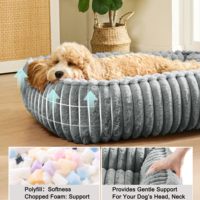 Lits pour chiens modernes et luxueux lavables, en tissu moelleux, pour chiens et chats de petite/moyenne taille, avec fond antidérapant, forme rectangulaire, lit apaisant pour dormir