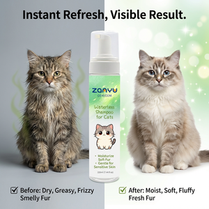 Shampooing sec pour animaux de compagnie à l'eau de coco douce sans rinçage 220 ml - Formule <span class=keywords><strong>hypoallergénique</strong></span> à l'avoine et aux protéines de blé pour chiens et chats - Product Image 3