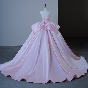 Robes de soirée bouffantes personnalisées en satin pailleté rose avec col cœur pour femme Sfy06 - Product Image 3