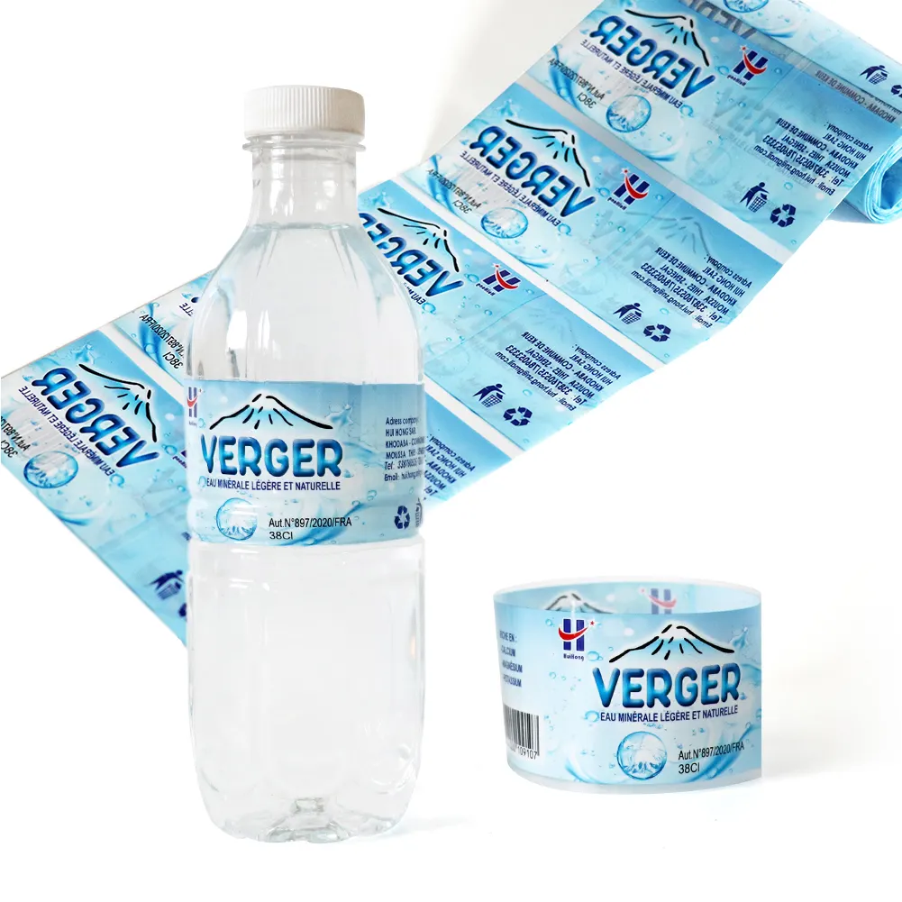 Label Voor Mineraalwater Flessen Krimpen Mouwen Pvc Krimpfolie Fles Etiketten Voor Flessen Water Met Logo Afdrukken